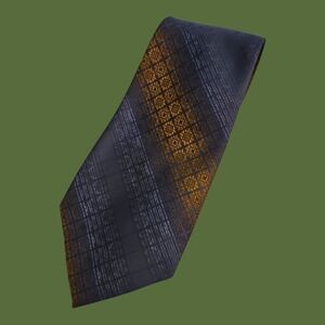 Vtg GINO POMPEII 1970s Cornflower Blue Brocade Metallic Tie